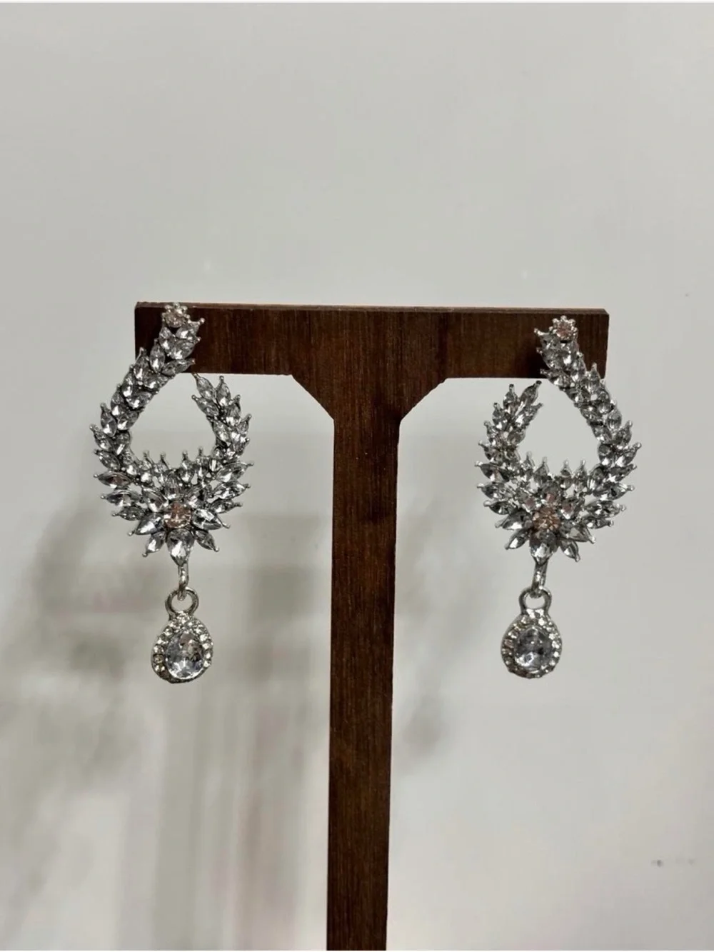 Halo Drop Earrings - Silver Tone
